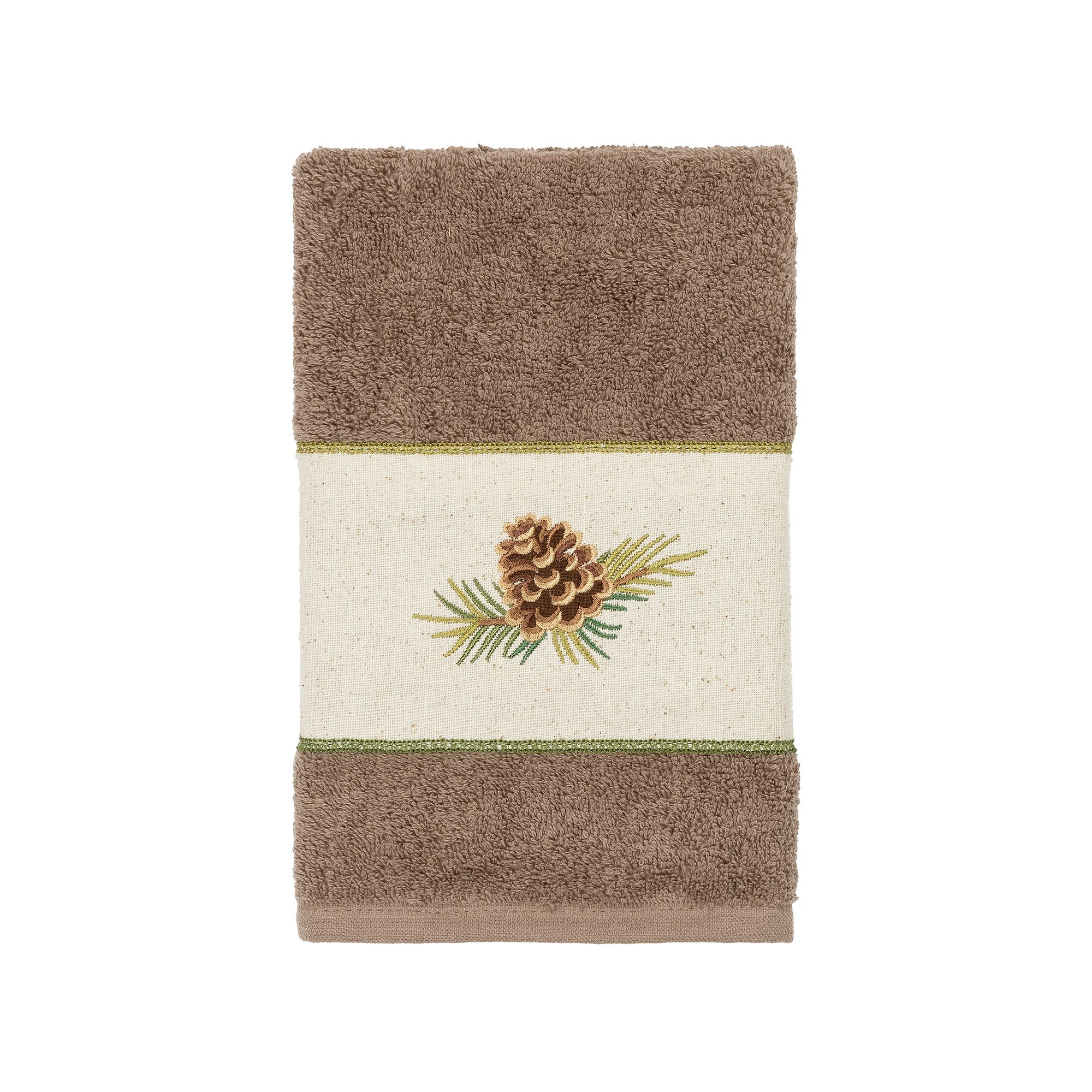 Linum Home Textiles Turkish Cotton Pierre Embellished Hand Towel, Latte