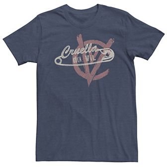 Big & Tall Disney Cruella De Vil Safety Pin Logo Emblem Tee