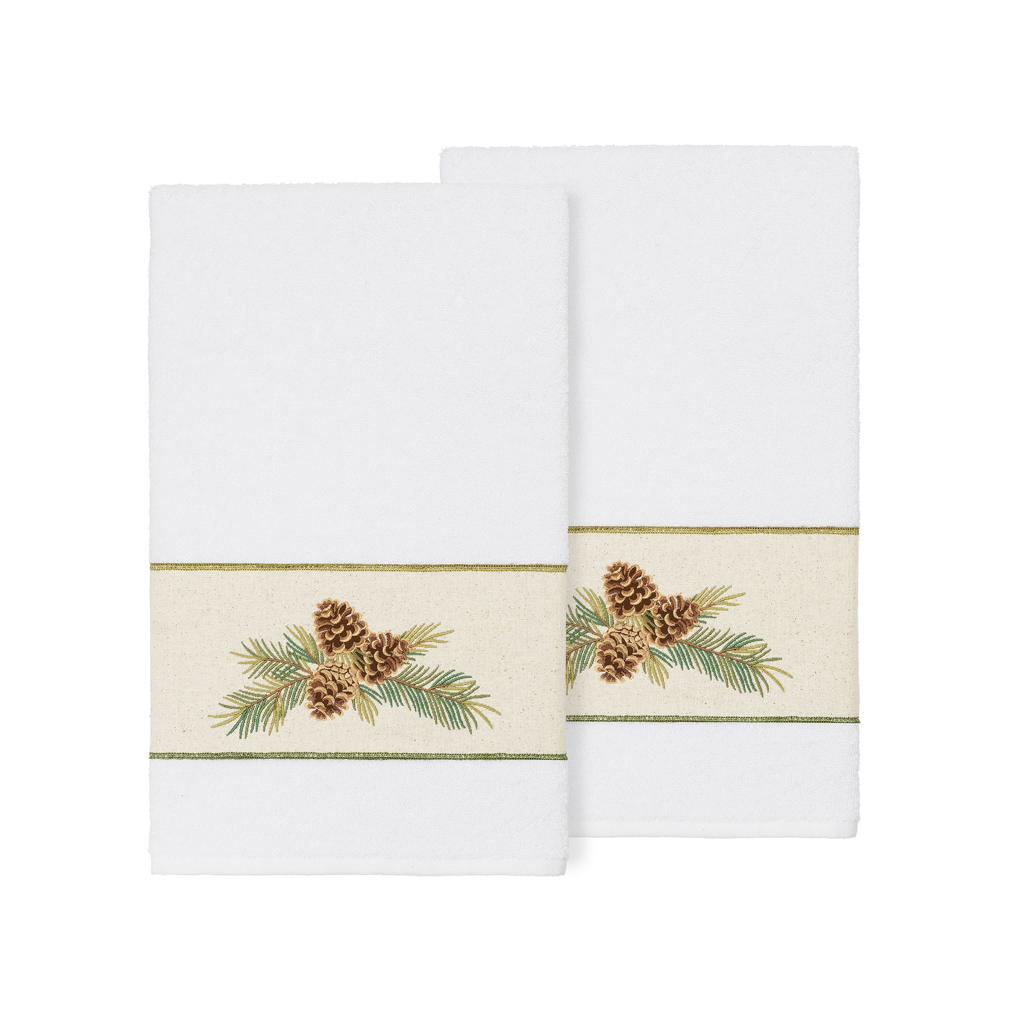 Linum Home Textiles Turkish Cotton Pierre 2-piece Embellished Bath Towel Se