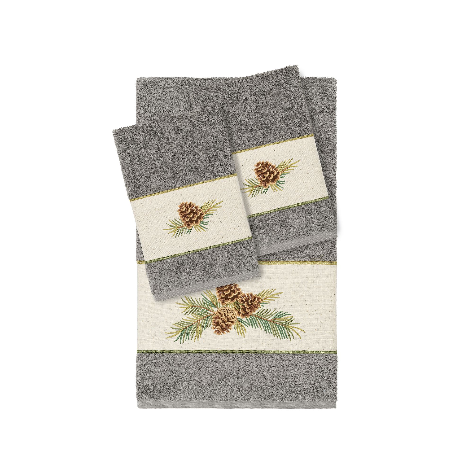 Linum Home Textiles Turkish Cotton Pierre 3-piece Embellished Towel Set, Da
