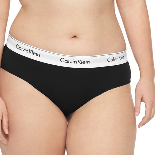 Buy Calvin Klein Women's Modern Cotton Thong, Black/Black Web, L at