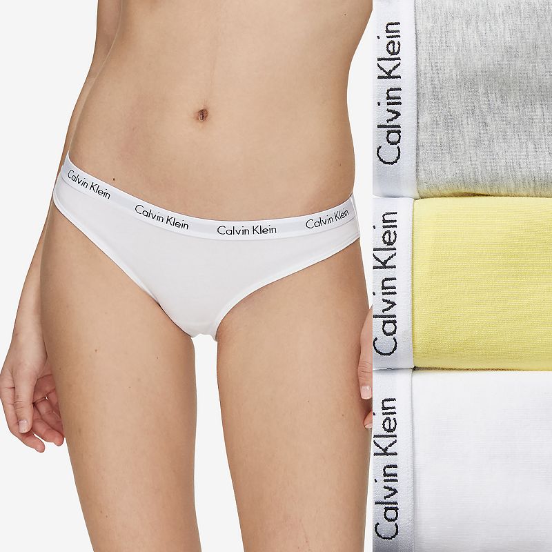 Womens Calvin Klein Carousel 3-Pack Thong Panty Set QD3587, Size: XS, Beig