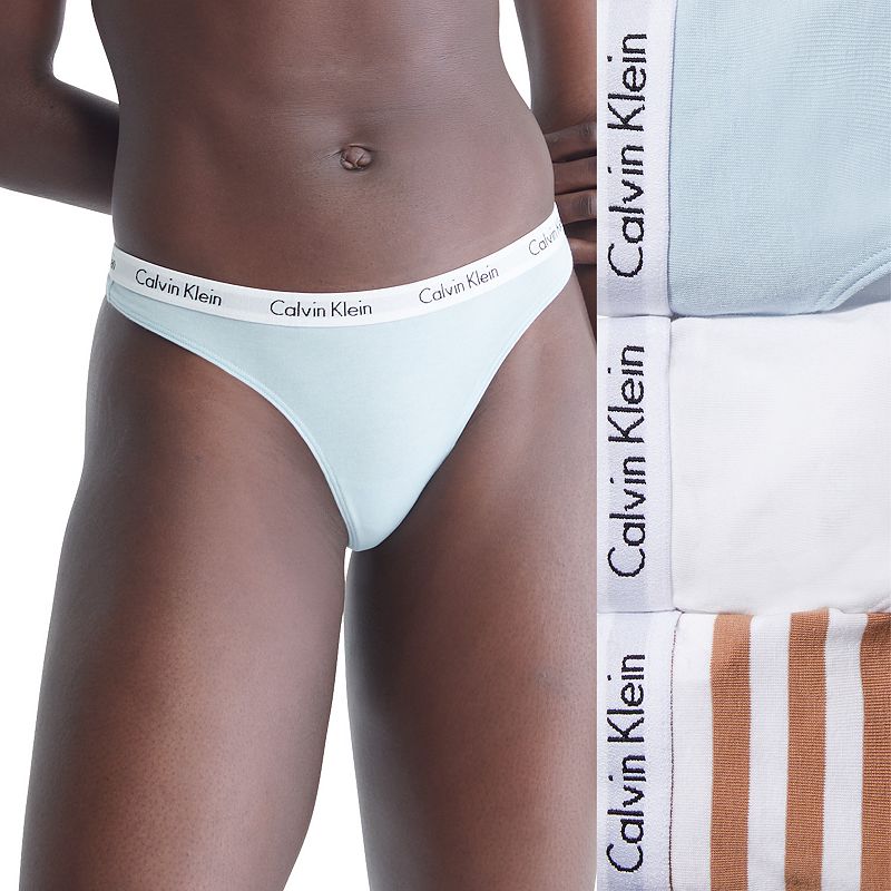 Womens Calvin Klein Carousel 3-Pack Thong Panty Set QD3587, Size: XS, Red 