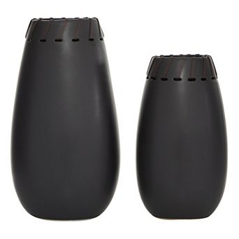 Stella & Eve Black Ceramic Vase 2 pc Set