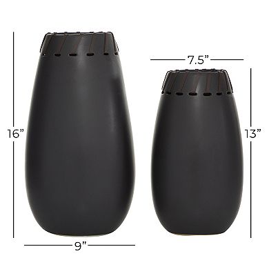 Stella & Eve Black Ceramic Vase 2-piece Set