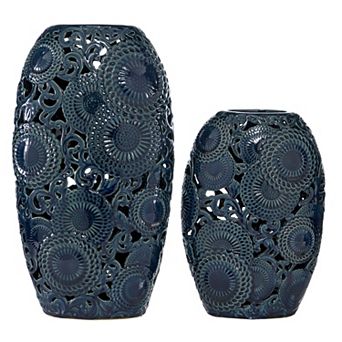 Stella & Eve Blue Cutout Decorative Vase Floor Decor 2 pc Set