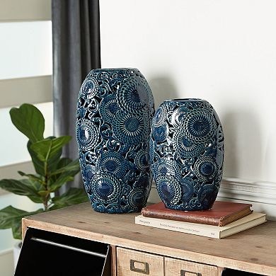 Stella & Eve Blue Cutout Decorative Vase Floor Decor 2-piece Set