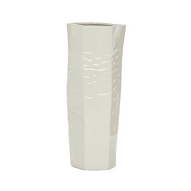 Stella & Eve 16-in. Glossy White Ceramic Vase