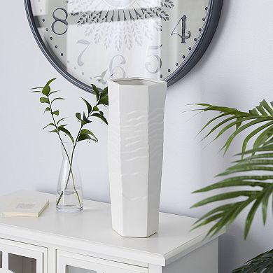 Stella & Eve 16-in. Glossy White Ceramic Vase