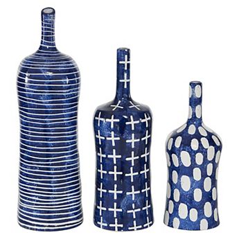 Stella & Eve Blue Ceramic Vase 3 pc Set