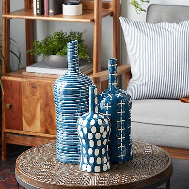 Stella & Eve Blue Ceramic Vase 3-piece Set