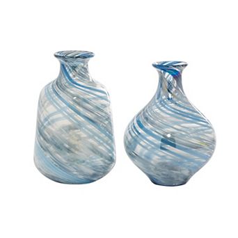 Stella & Eve Blue Glass Vase 2 pc Set