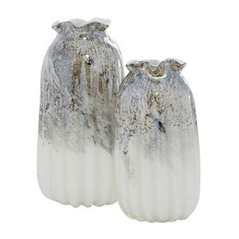 Stella & Eve Grey Glazed Glass Vase 2 pc Set