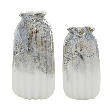 Stella & Eve Grey Glazed Glass Vase 2-piece Set