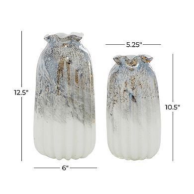 Stella & Eve Grey Glazed Glass Vase 2-piece Set