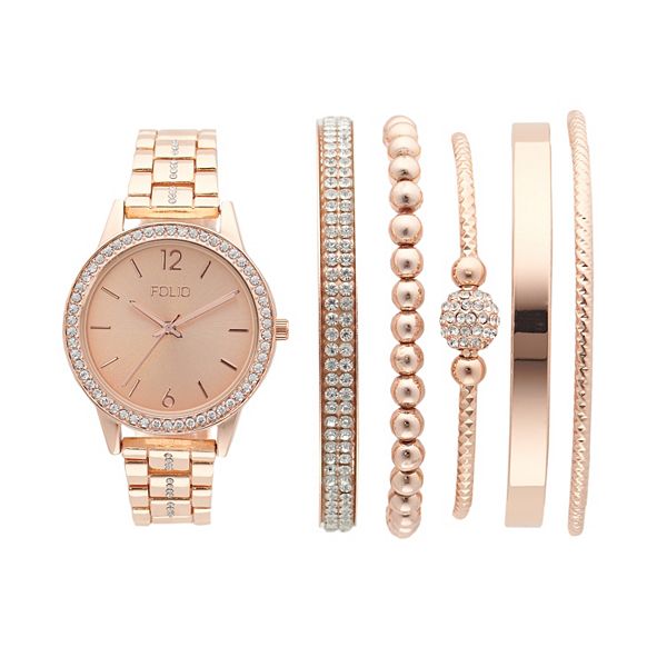 Rose gold watch online bracelet set