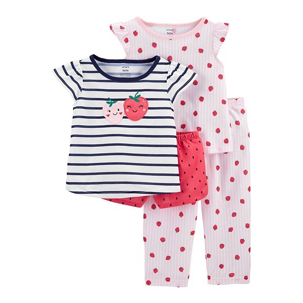 Toddler Girl Carter s Strawberry Tops Bottoms Pajama Set