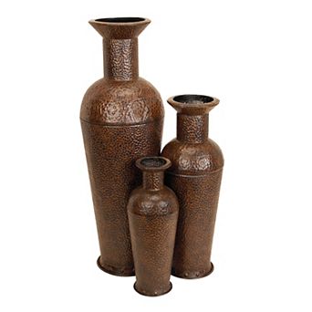 Stella & Eve Brown Iron Vase Rustic Design 3 pc Set
