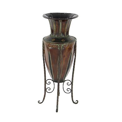 Stella & Eve Rustic Brown Iron Vase with Stand