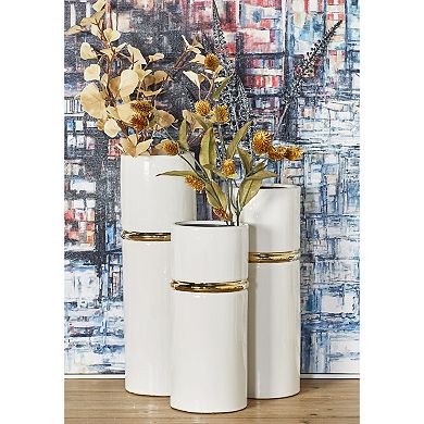 Stella & Eve White Ceramic Vase 3-Piece Set