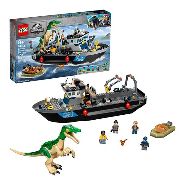 LEGO Jurassic World Baryonyx Dinosaur Boat Escape 76942 Building Kit 308 Pieces