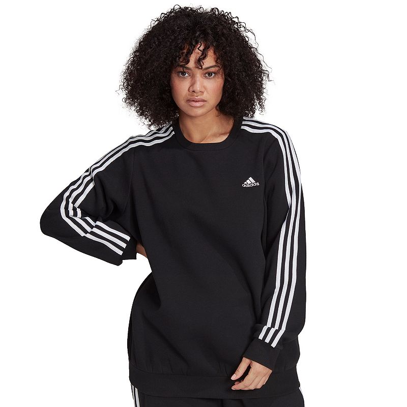Plus Size adidas Essentials 3-Stripe Fleece Sweatshirt, Womens, Size: 1XL,