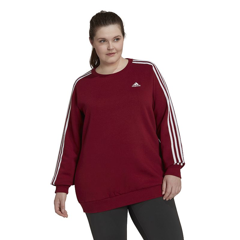 Plus Size adidas Essentials 3-Stripe Fleece Sweatshirt, Womens, Size: 2XL,