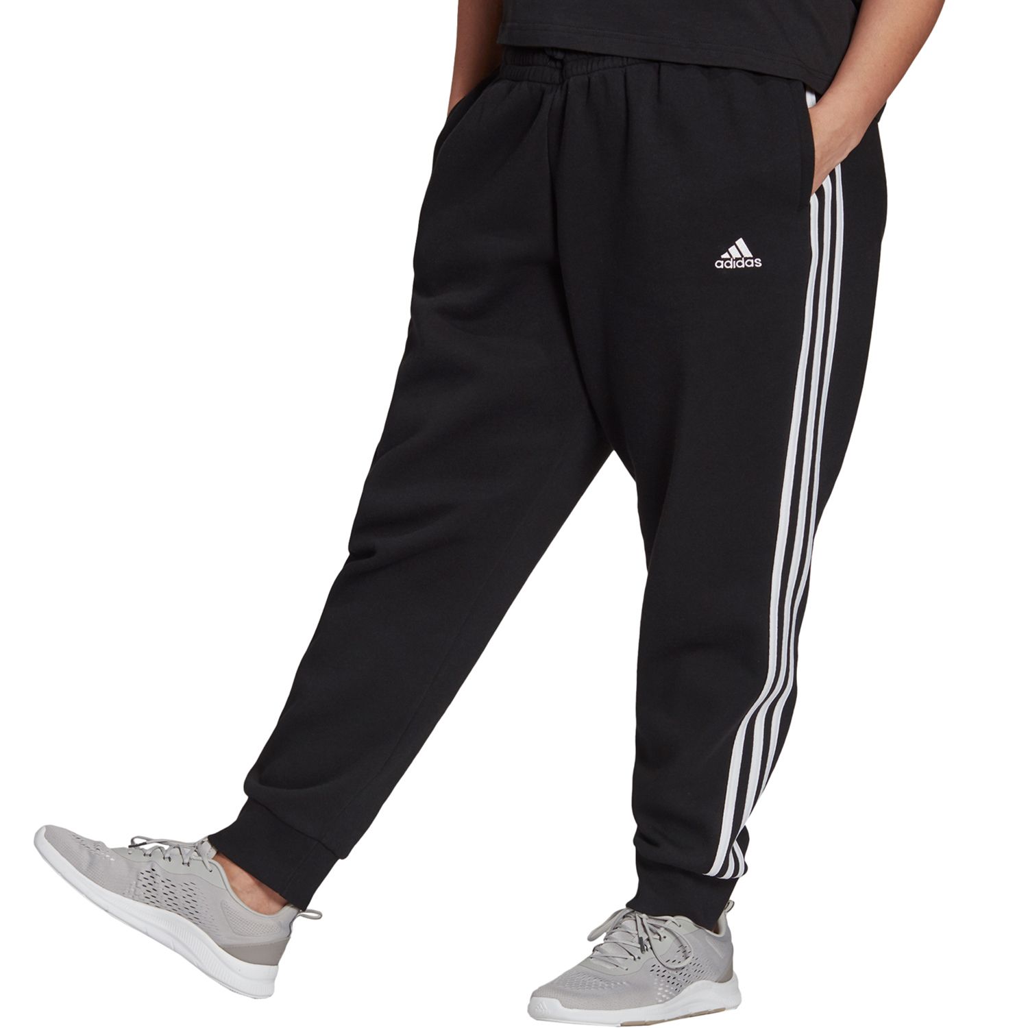 adidas 3 stripe joggers womens black