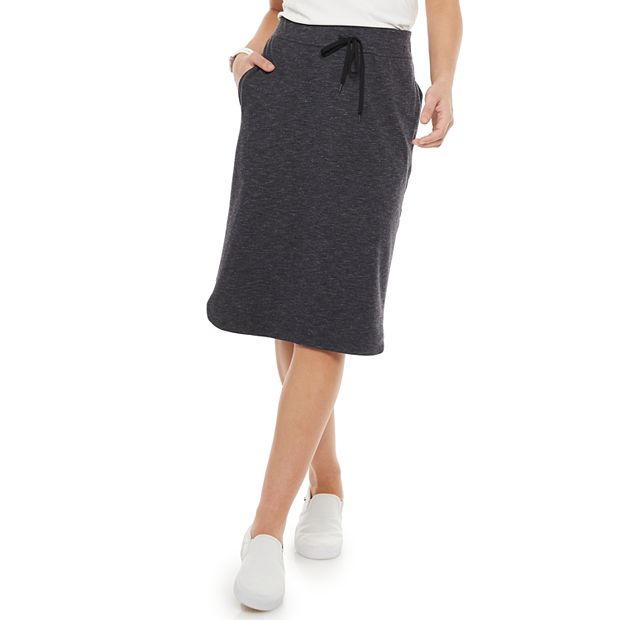 Black Drawstring-hem quilted-jersey midi skirt