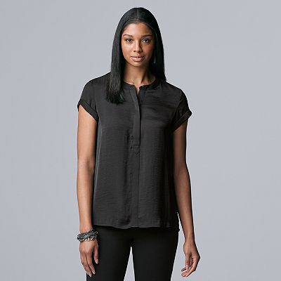 Women s Simply Vera Vera Wang Shirred Neck Popover Blouse
