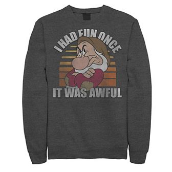 Disney's Snow White Grumpy Men's I Had Fun Once It Was Awful Sweatshirt