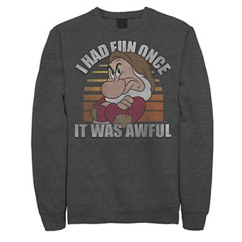 Disney's Snow White Grumpy Men's I Had Fun Once It Was Awful Sweatshirt