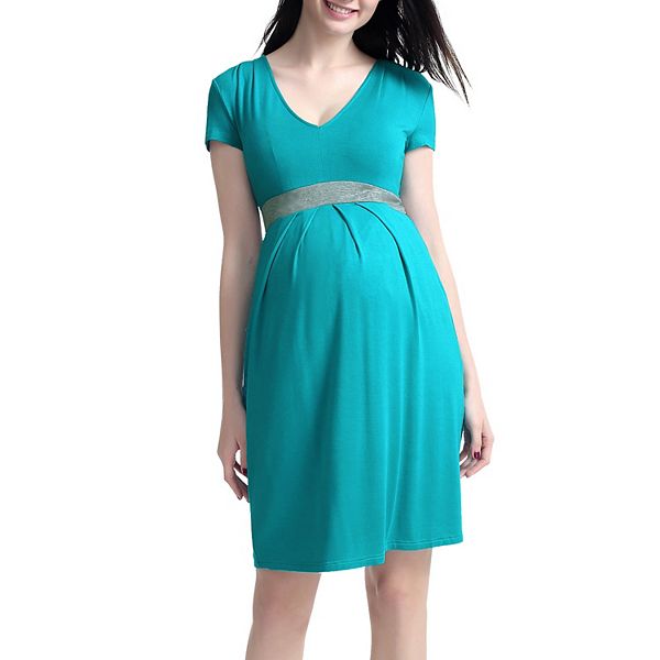 Maternity Pokkori Contrast Pleated Dress