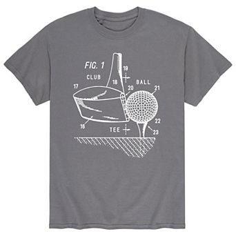 Men's Golf Club And Ball Diagram Tee