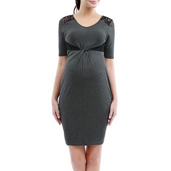 Maternity Pokkori Knot Front Lace Accent Dress