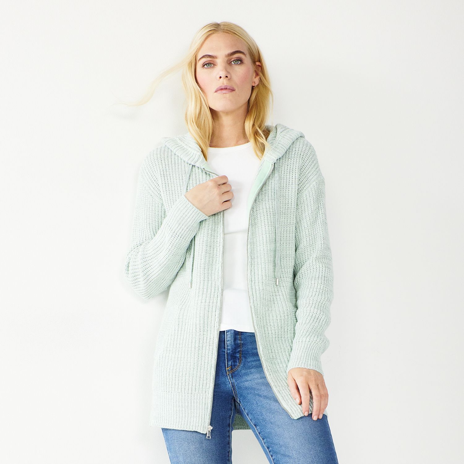 zip hooded cardigan