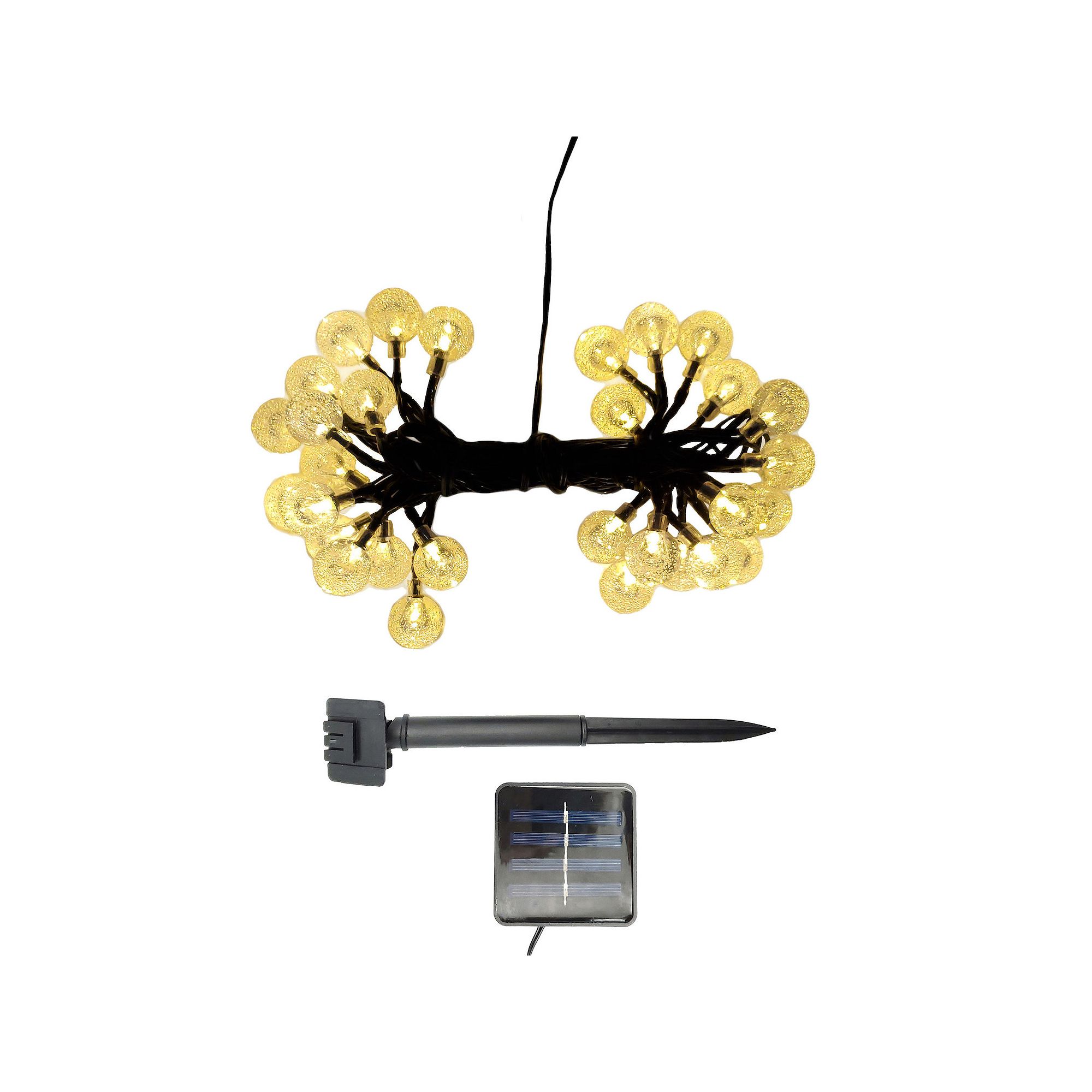 Solar Gold Finish Ball Soft White Fairy String Lights