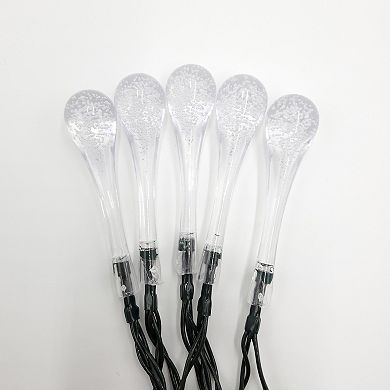 Solar Soft White Water Drop Fairy String Lights