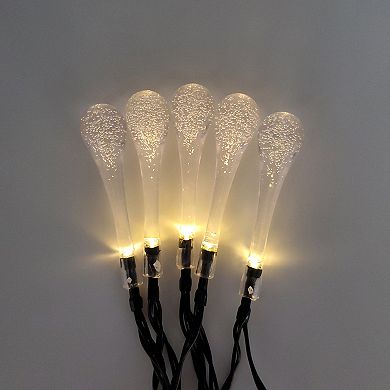 Solar Soft White Water Drop Fairy String Lights