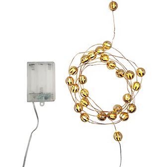 Battery Operated Gold Finish Balls LED Mini Fairy String Lights
