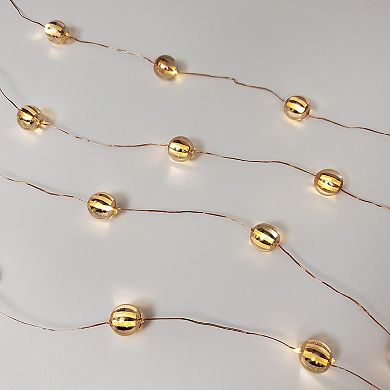 Battery Operated Gold Finish Balls LED Mini Fairy String Lights