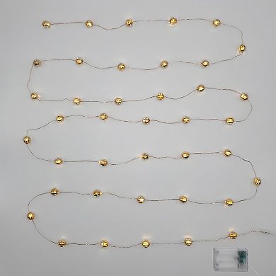 Battery Operated Gold Finish Balls LED Mini Fairy String Lights
