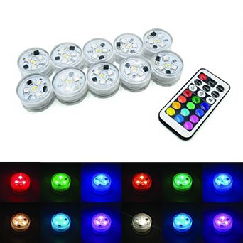Submersible Battery Operated Multi-Function LED Lights, Set of 10