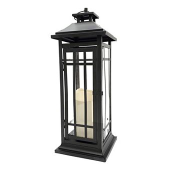 LumaBase 17" x 6" Lantern & LED Candle 2 pc Set