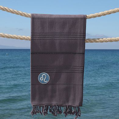 Linum Home Textiles Turkish Cotton Summer Fun Horoscope Leo Pestemal Beach Towel
