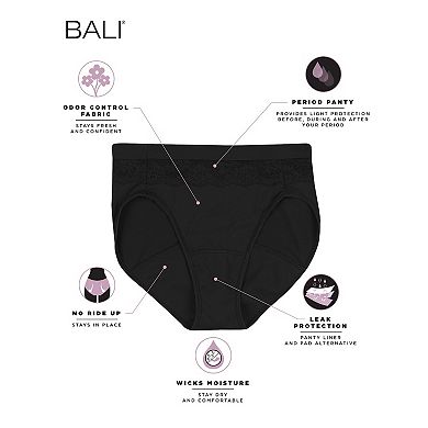 Bali® Beautifully Confident Hi-Cut Panty with Leak Protection Liner DFLLH1