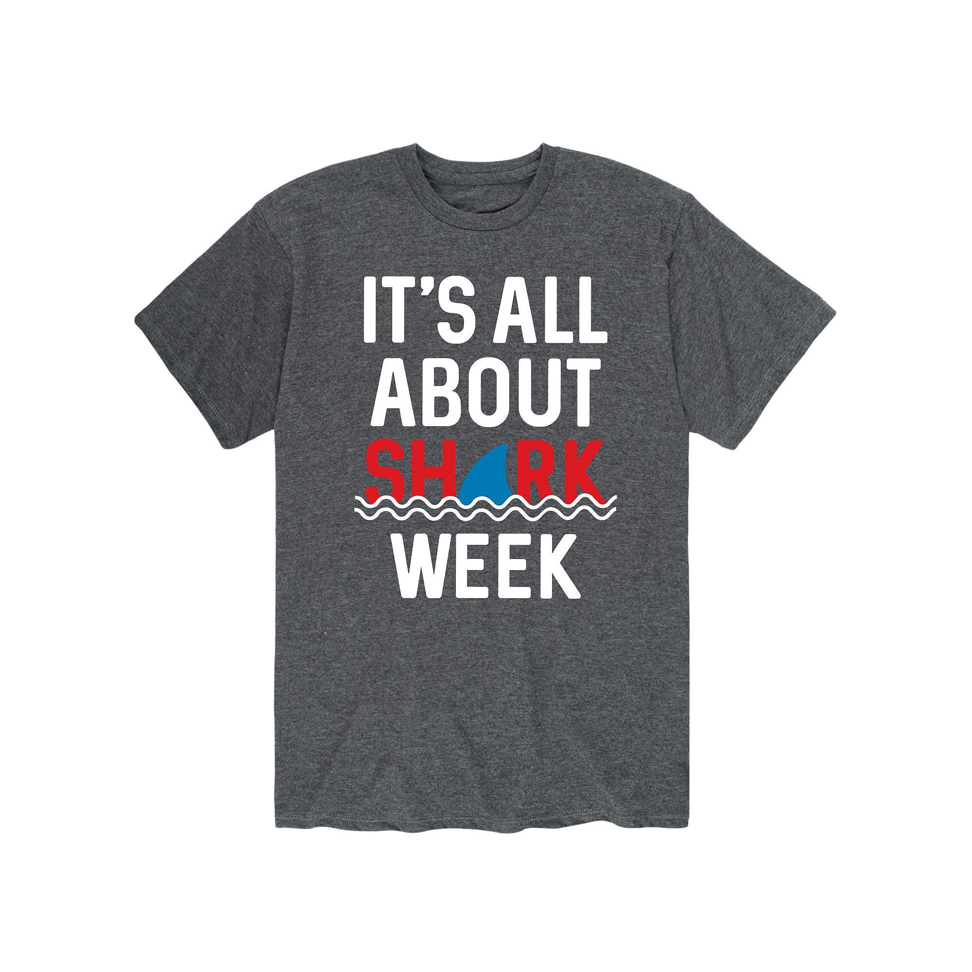 Mens Its All About Shark Fin Week Tee, Size: Small, Gray