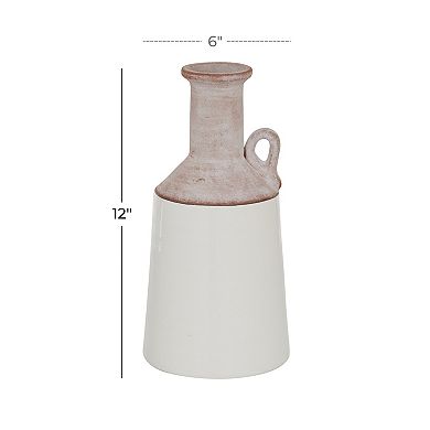 Stella & Eve Color Block White Ceramic Vase