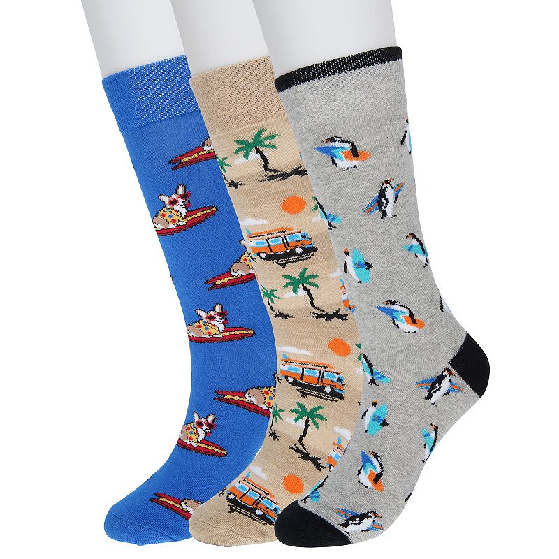 Mens Sonoma Goods For Life 3-pack Mixed Novelty Socks, Size: 7-12, Blue Sa
