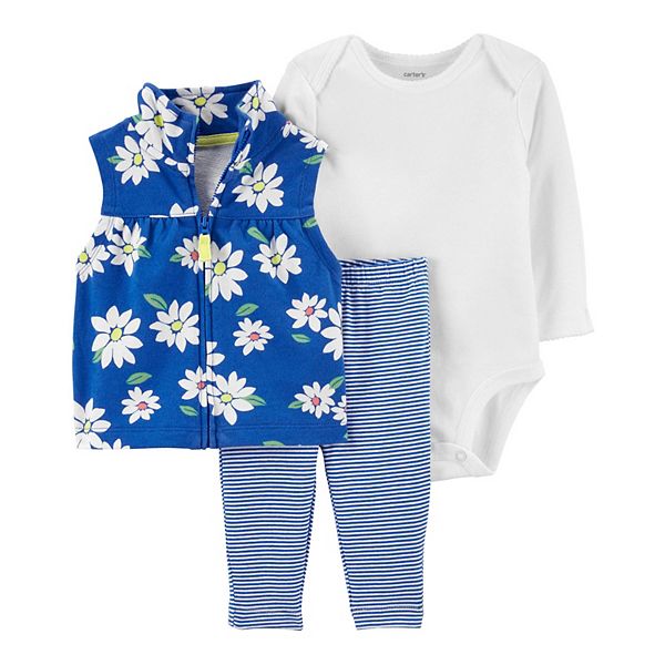 Toddler Girl Carter's 3Piece Daisy Vest Set